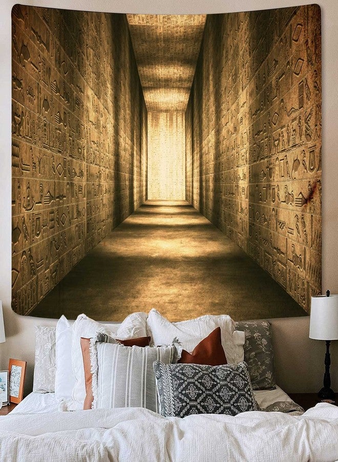 Hajmsug Golden Ancient Egyptian Tapestry, Vintage Historical Egypt Corridor Tapestry Wall Hanging Egyptian Mural Tapestries Bedroom Living Room Dorm Decor, 60x40 - Image 2